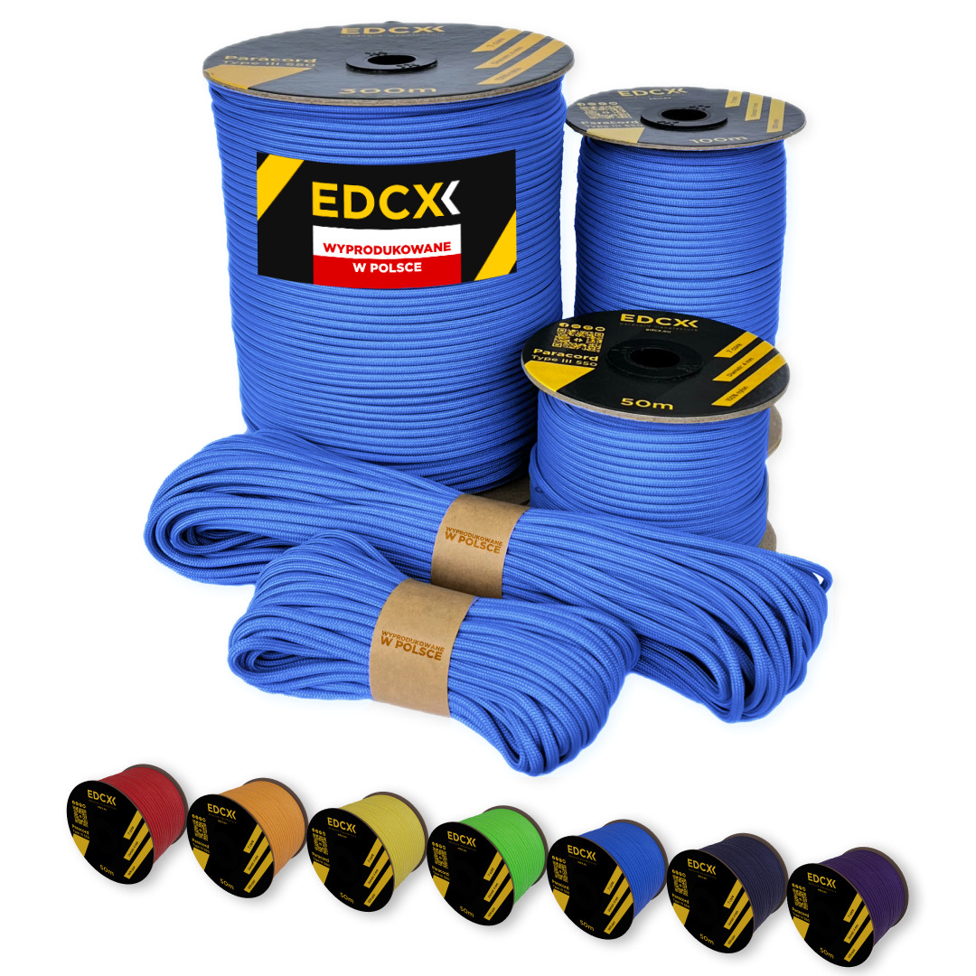Linka Edcx 4 mm Paracord 550 (Turquoise , 30 m) Wyprodukowane w Polsce