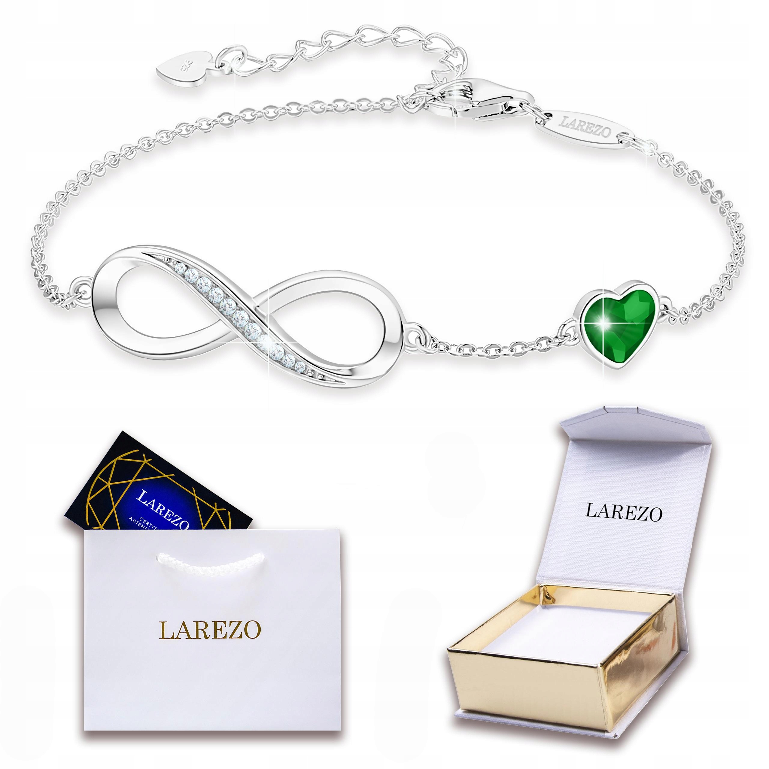 Stříbrný náramek Zelené srdce Nekonečno Zirkon Láska Stříbro 925