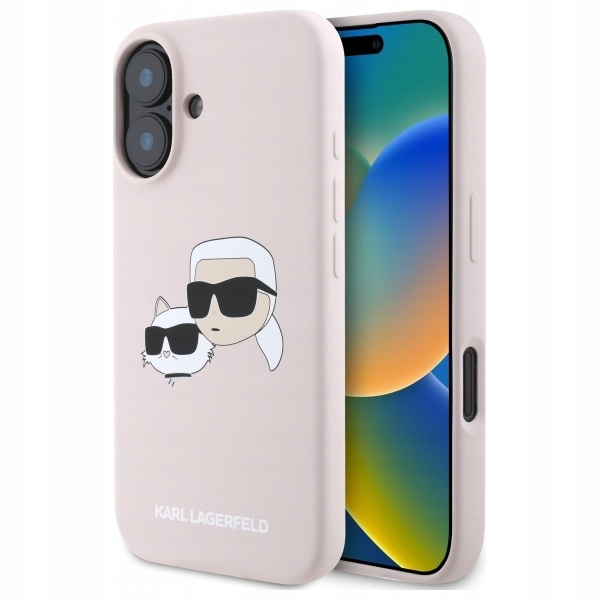 Pouzdro pro iPhone 16 Karl Lagerfeld MagSafe růžové Silicone