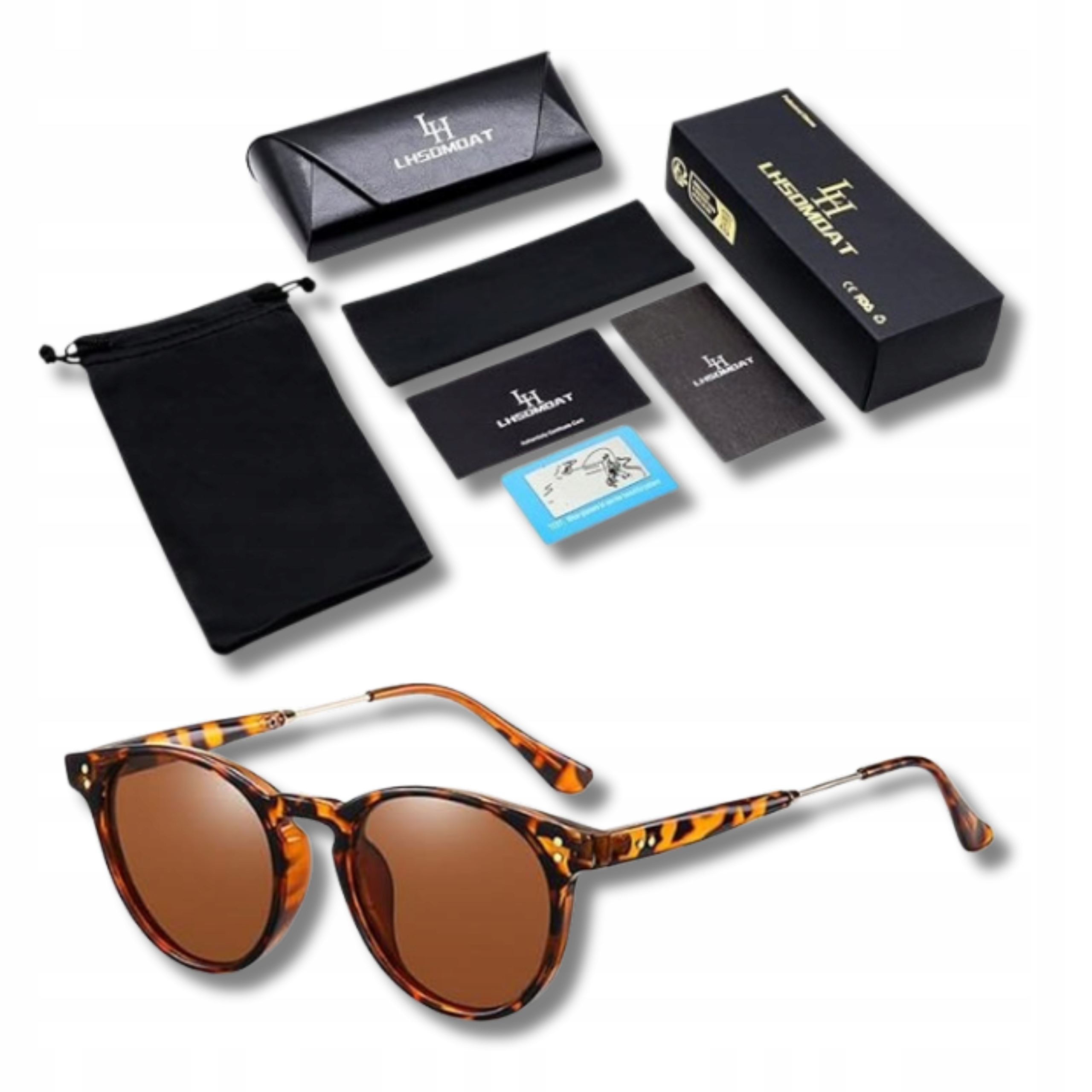 Polarizační brýle Vintage UV400 Pohodlné pouzdro Panterka Kouřové sklo