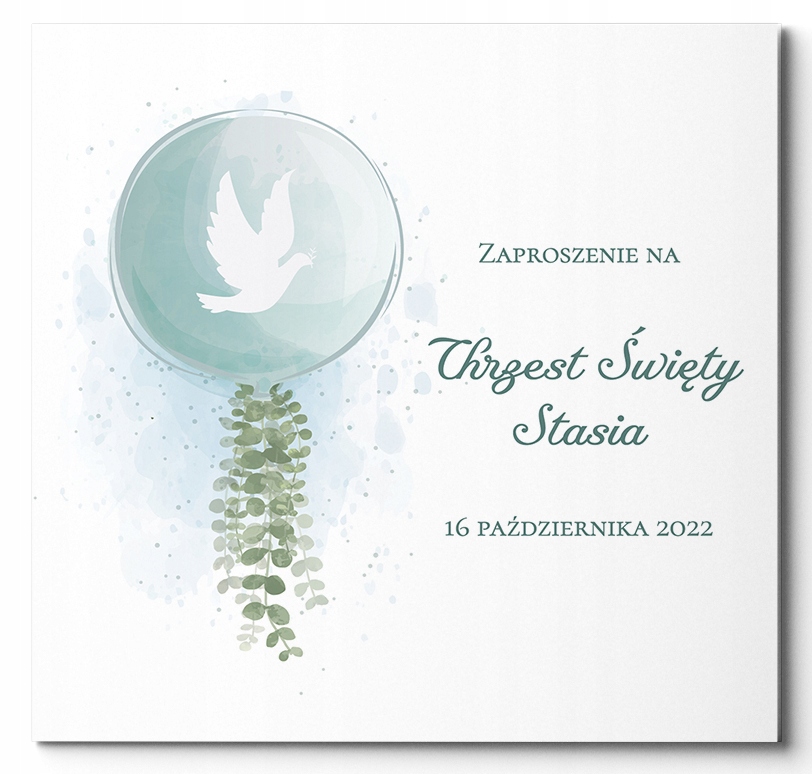 ZAPROSZENIE na Chrzest Święty +KOPERTA +SZNUREK