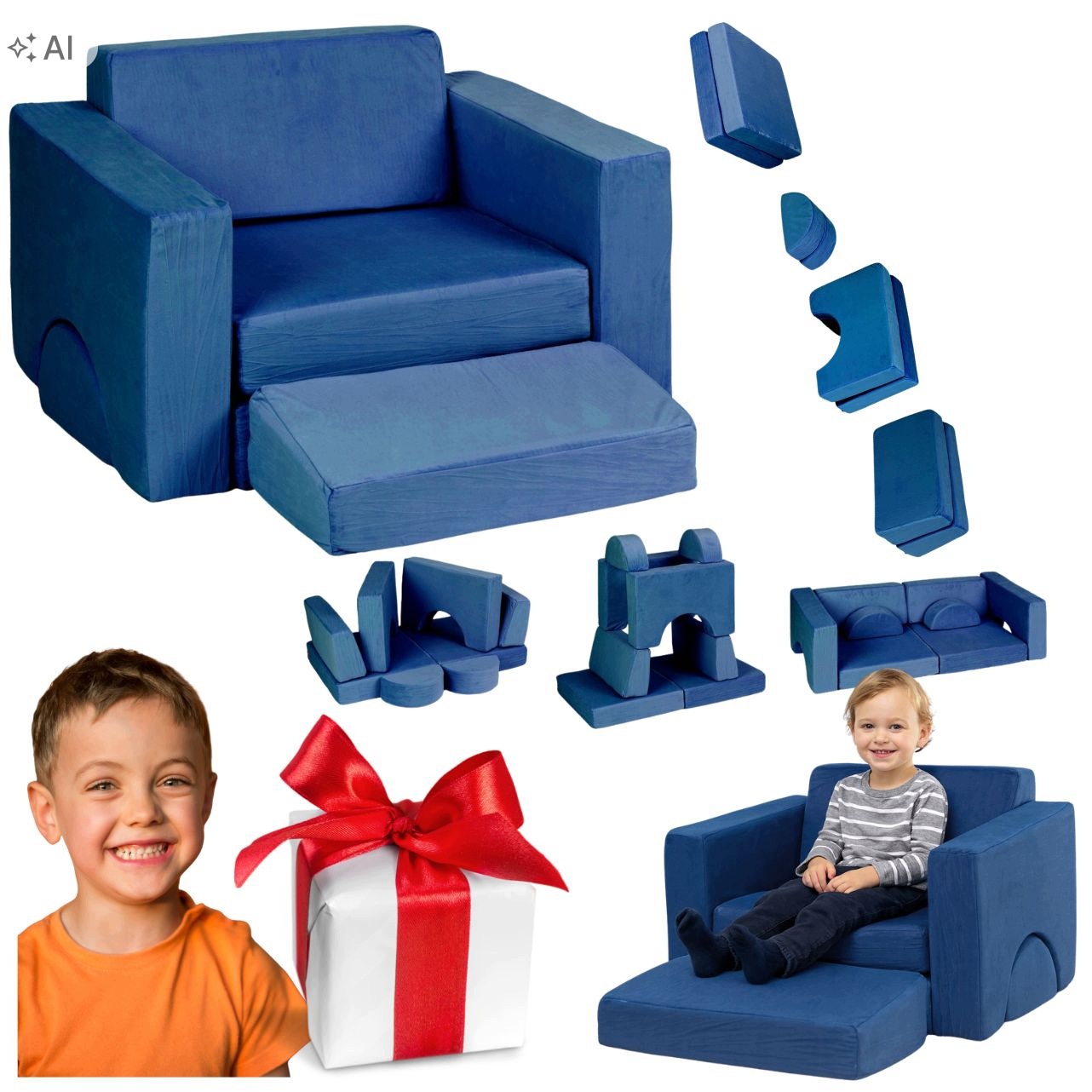 Fotel Dla Dziecka Modułowy Dla Dzieci Diy 8 Miękkich Poduch Składany