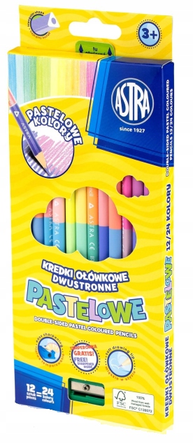 

Kredki Ołówkowe Dwustronne Pastelowe Astra 12/24