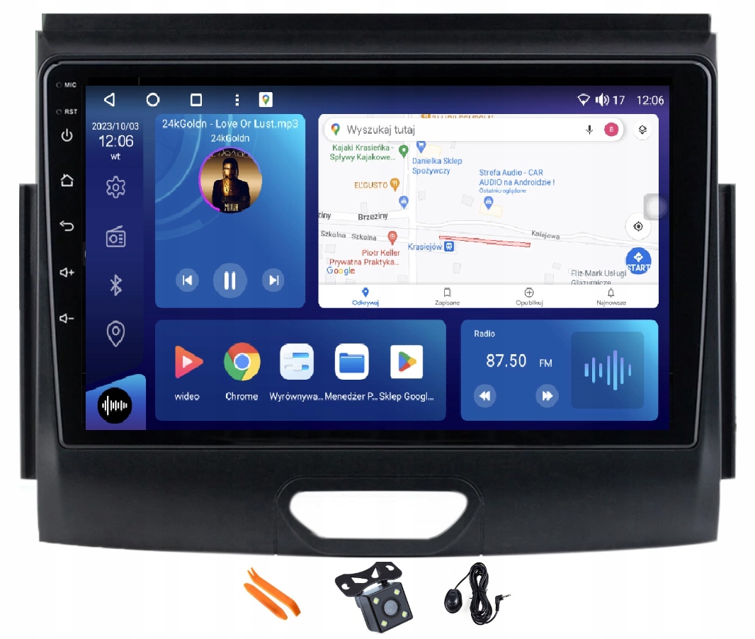 Rádio Android Navigácia VQ230 Qled Carplay Lte Ford Ranger 5 V P703 15-22