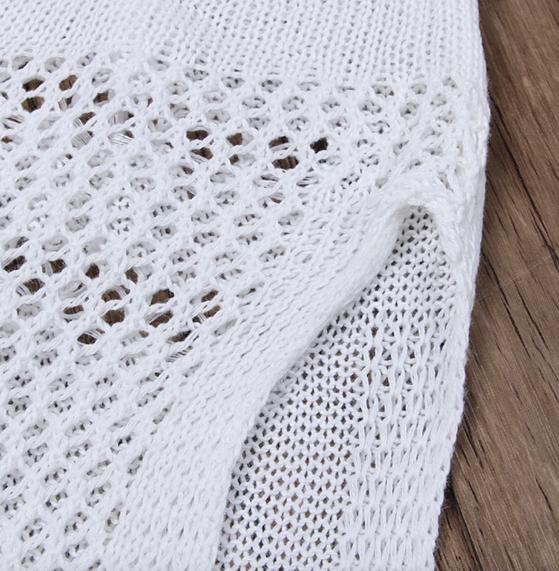 SZYDEŁKOWA SUKIENKA PLAŻOWA MAXI BIAŁA HAFT Wzór dominujący bez wzoru