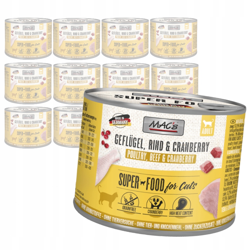 MAC's Cat Mokré Krmivo Pro Kočky Brusinky 12x200g