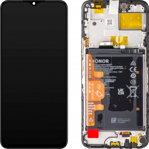 Org Wyświetlacz LCD z ramką i baterią do Honor X8 5G, czarny