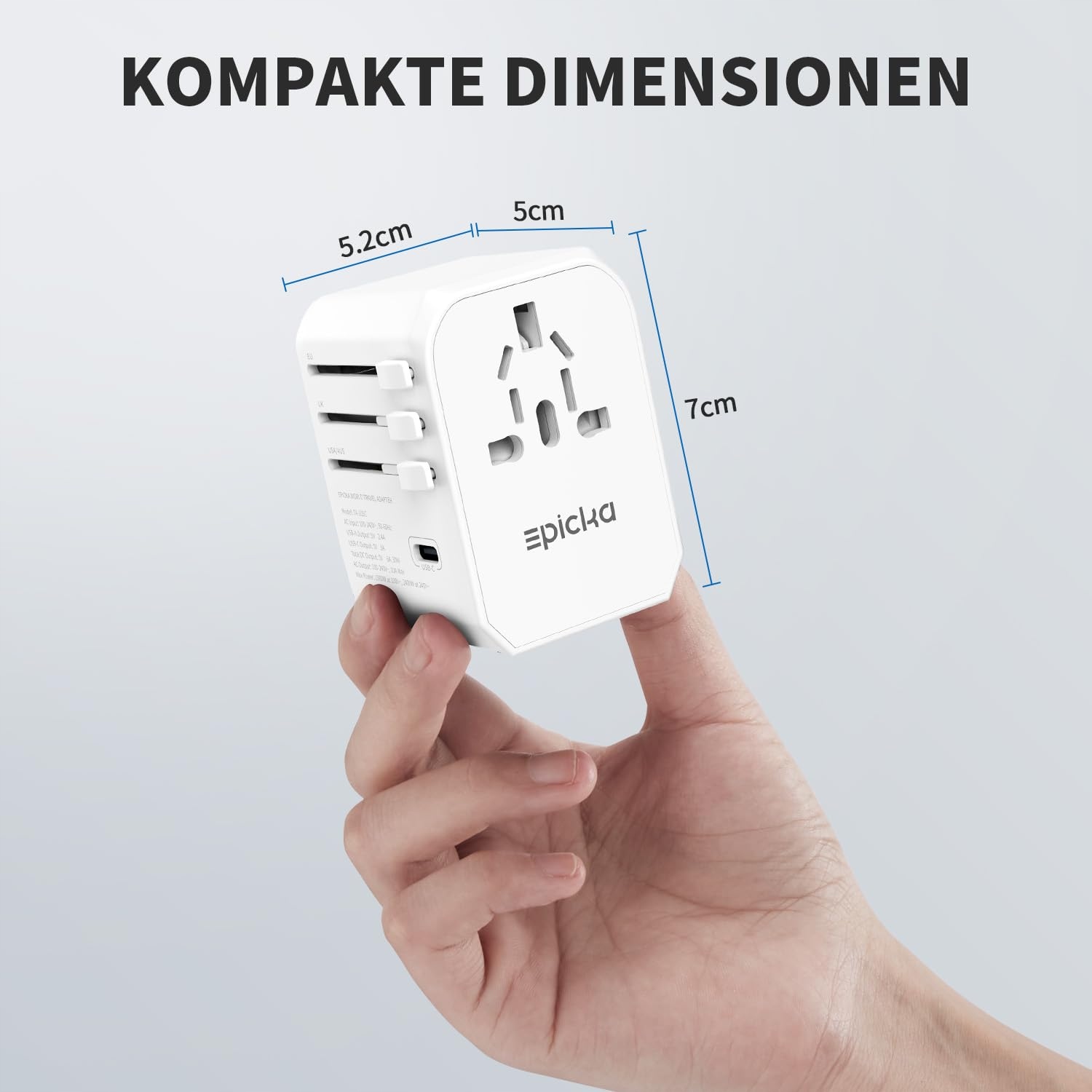 EPICKA Adapter Podróżny Uniwersalny 30W 3 USB-C 2 USB-A Biały — miniatura 7
