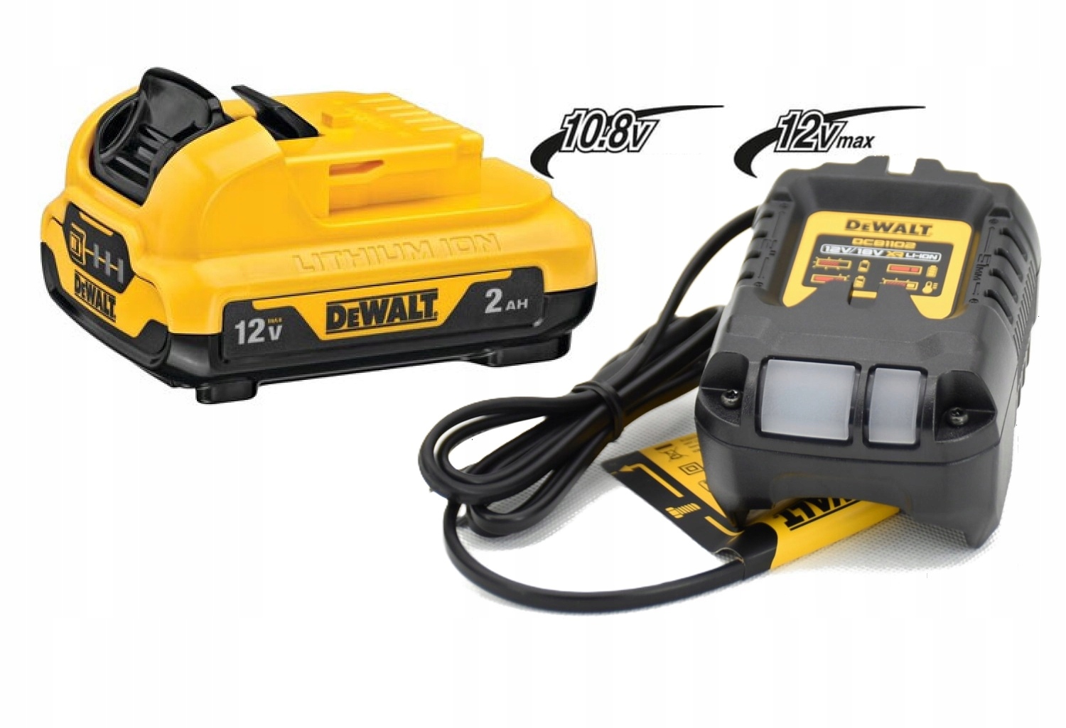 Zestaw zasilający DeWALT DCB1102 DCB127 2ah Ładowarka Akumulator 10,8V 12V