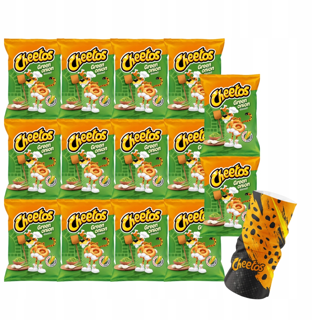 Cheetos o smaku zielonej cebulki Chrupki 14x130g+Komin na szyje