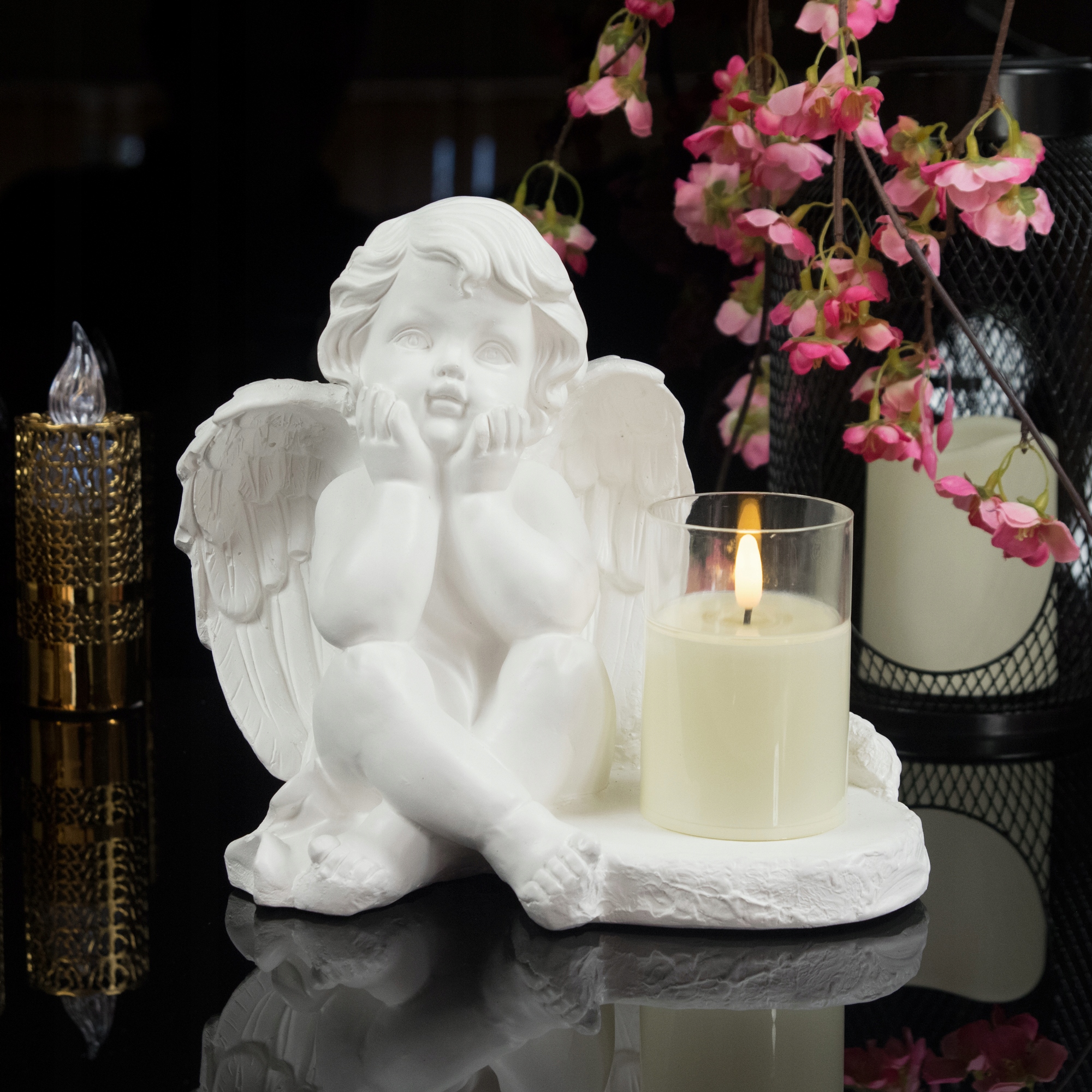 ZNICZ GIPSOWA FIGURKA NAGROBNA LAMPA LED 3XAAA Typ LED