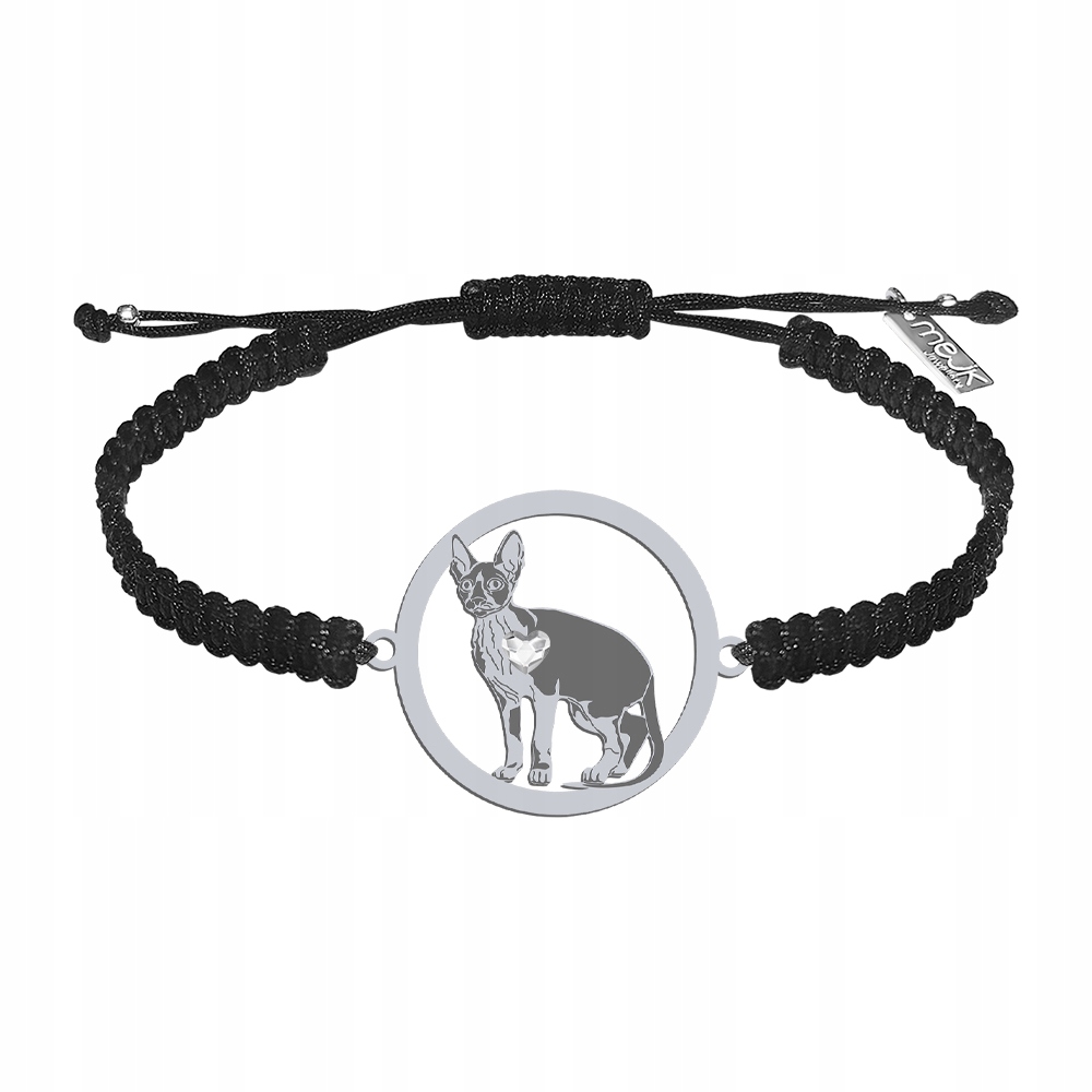 Stříbrný náramek s Cornish Rex Bižuterií 925 Makramé Dárek Gravírování