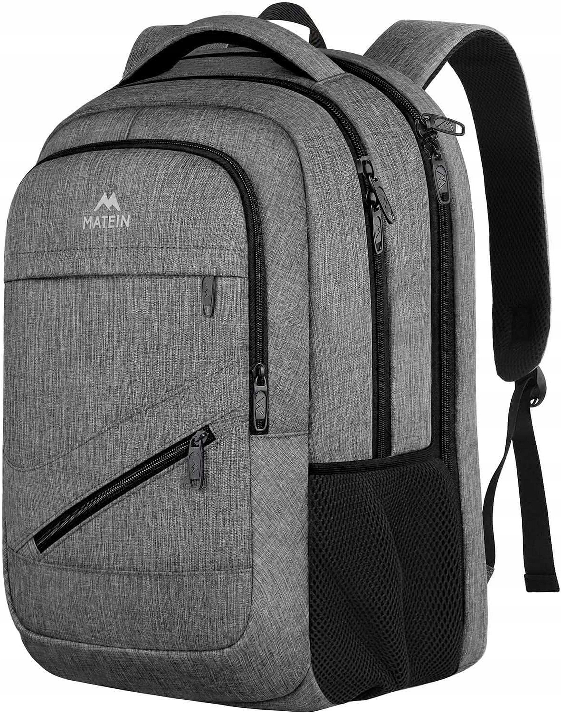 Plecak Matein na laptopa 15,6" Usb 3 Komory biznesowy miejski Szary 1035