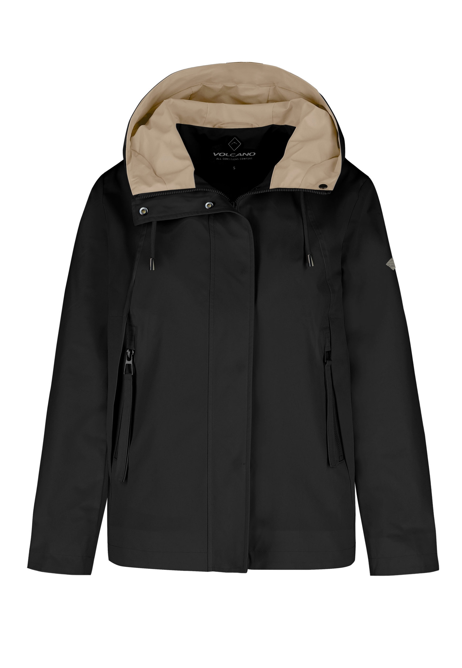 Dámská Nepromokavá Bunda S Kapucí Černá Volcano J-lagusti 4XL