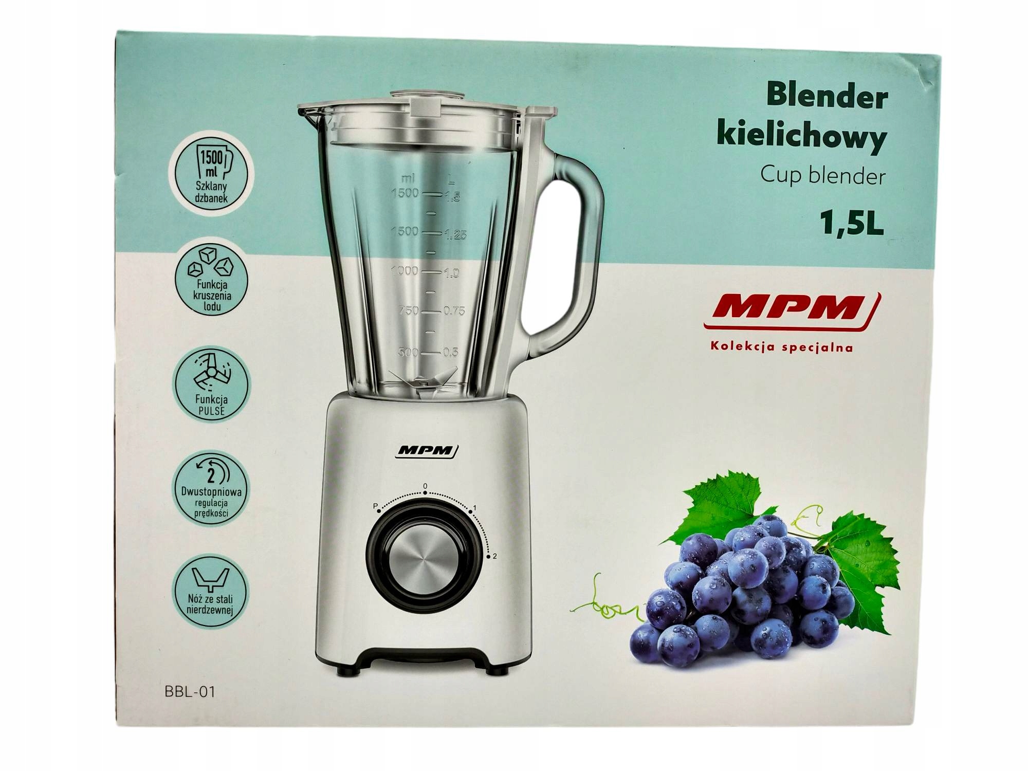 Mpm BBL-01 Blender kielichowy 1,5L 500W Biały