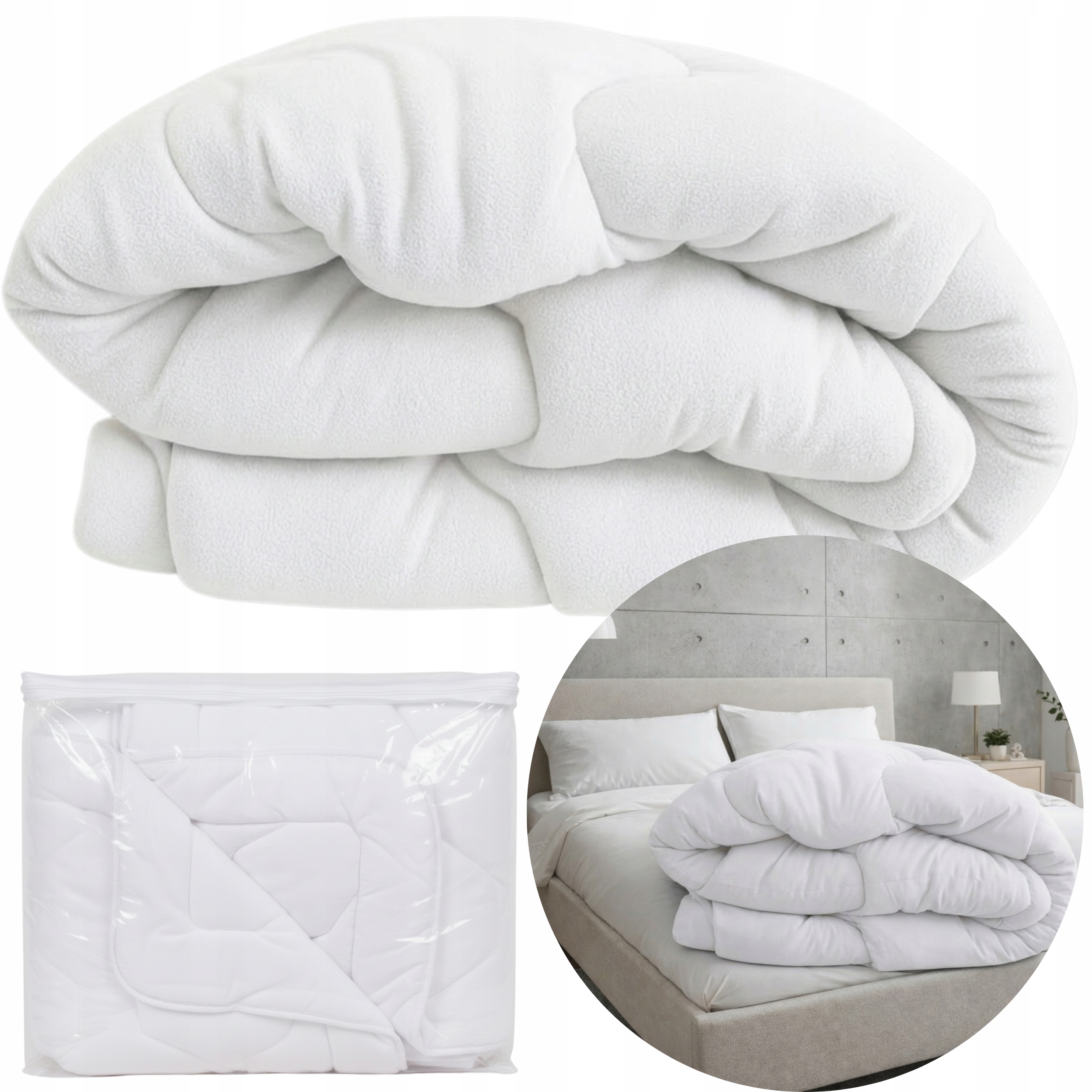 Zimní Přikrývka 200 x 200 cm Bílá Teplá Fleece Měkká, Solidně Zpracovaná