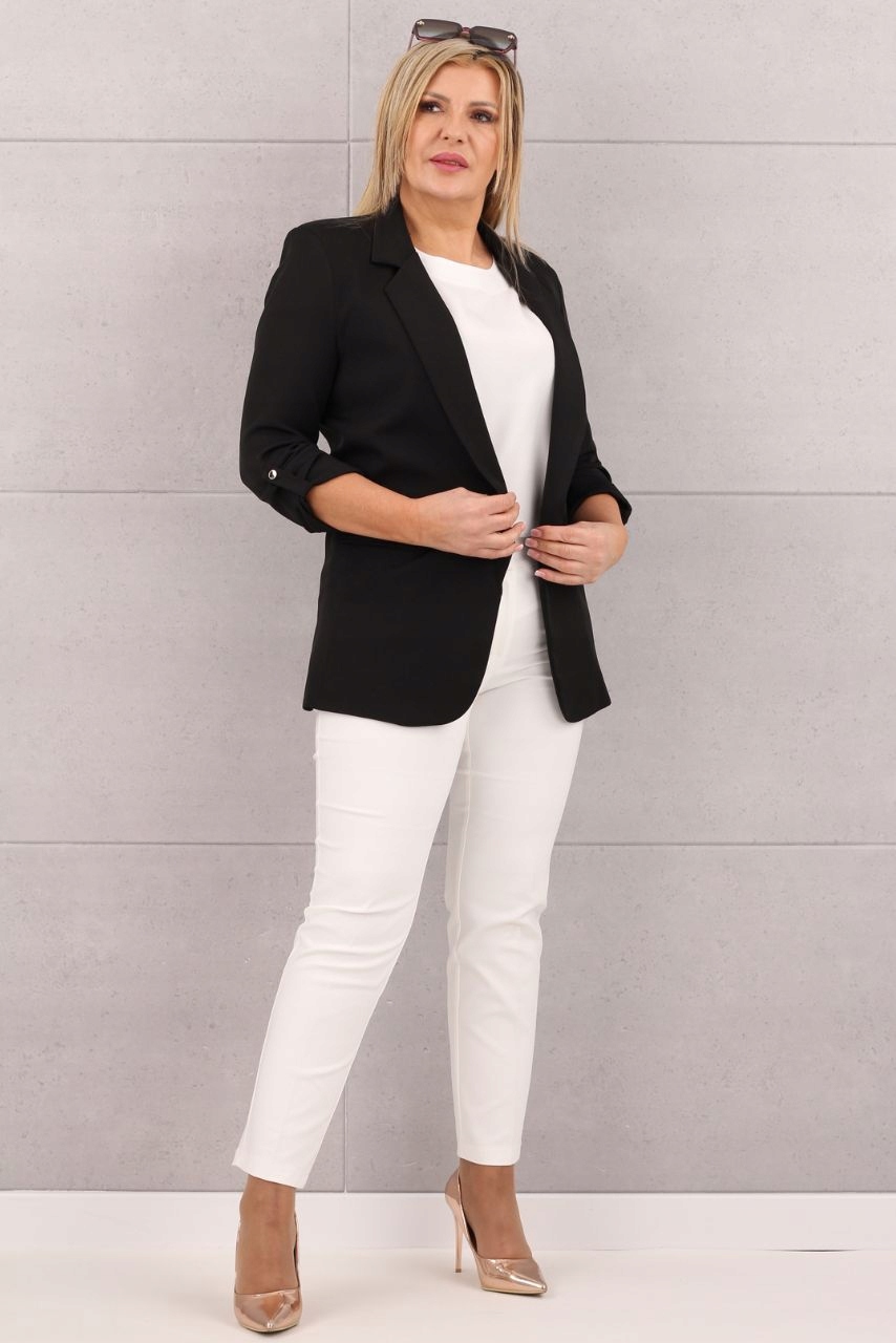 ŻAKIET MARYNARKA DŁUGA ELEGANCKA GŁADKA POLSKI PRODUCENT DUŻE ROZMIARY Marka FEMIMODA