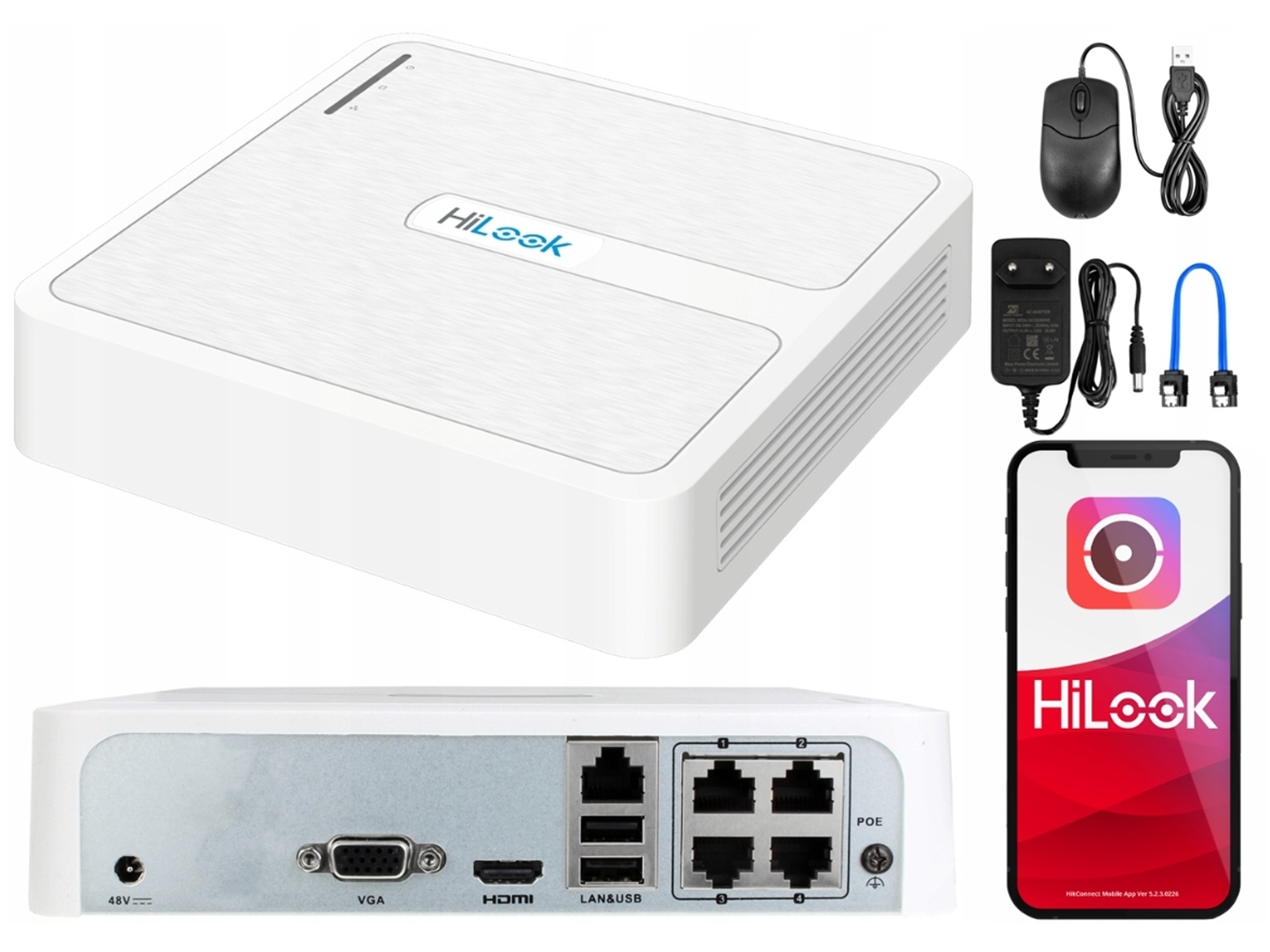 Ip rekordér Hikvision HiLook NVR-4CH-H/4P Záznamník pro 4 kamery do 6 MPx