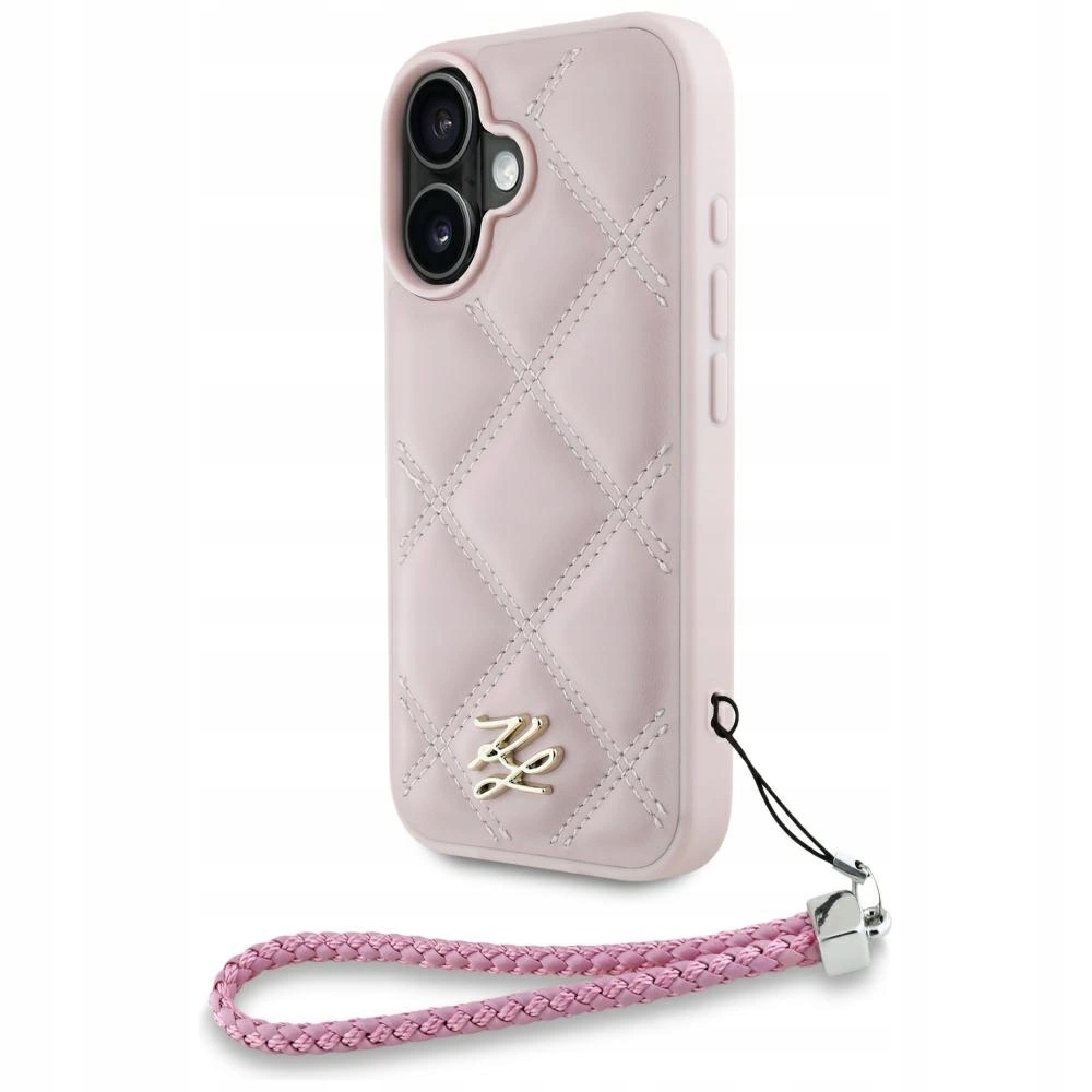 Pouzdro Karl Lagerfeld Quilted Initial Logo & Chain Strap pro iPhone 16 růžové