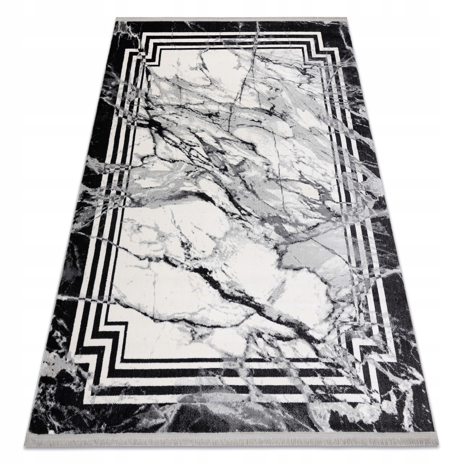 Nowoczesny Dywan Do Salonu Sypialni Marmur Rramka antracyt 240x330 cm