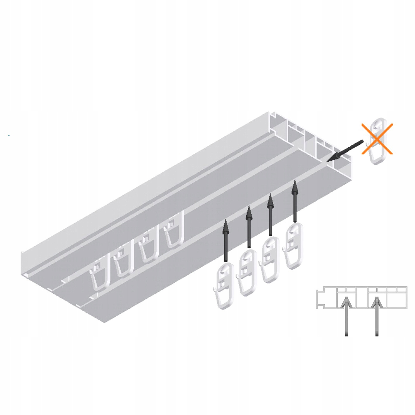 Karnisz pojedynczy 1 Szyna sufitowa PCV I 300 kpl Marka inna