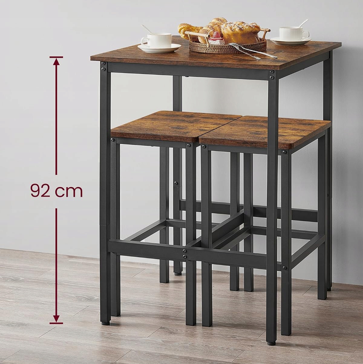 Stół barowy kuchenny STOLIK KWADRATOWY do kuchni salonu KAWOWY vintage LOFT Marka Vasagle