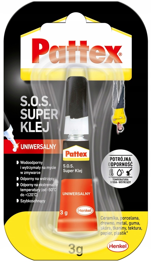 Mocny Klej Uniwersalny Sekundowy Pattex S.o.s Błyskawiczny Szybkoschnący 3g
