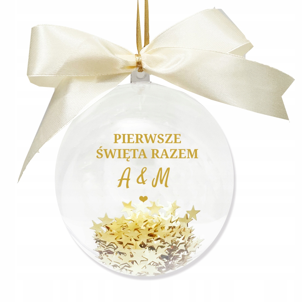 

Bombka Pierwsze święta razem inicjały na choinkę