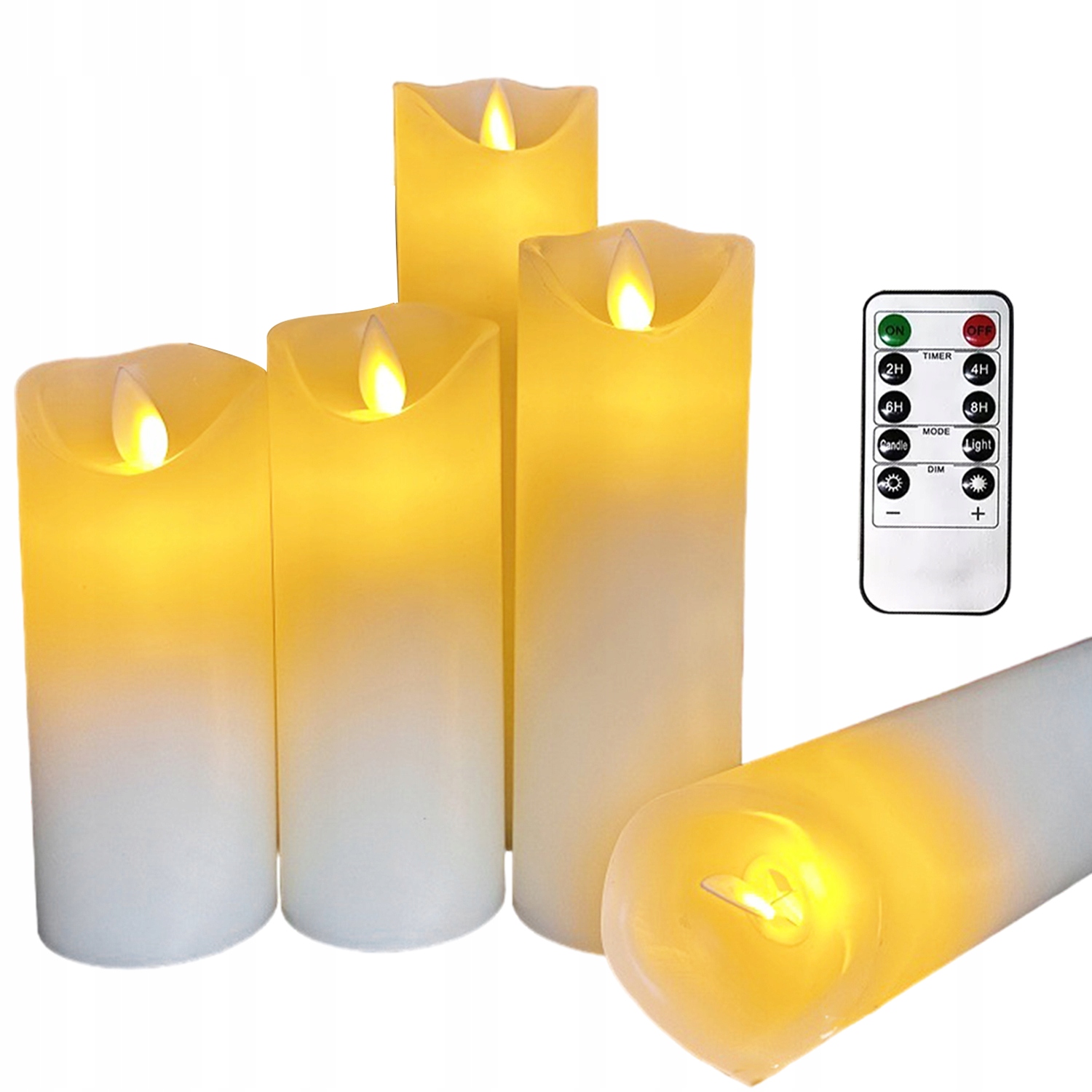 Sada 5 Led Svíček, Časovač, Pravá Vosková Svíčka S Dálkovým Ovládáním, Vzor Plamene