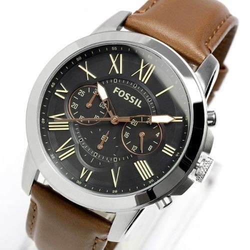 Pánské Chronografové Hodinky Fossil FS4813 Grant Na Hnědém Řemínku Box 44 mm