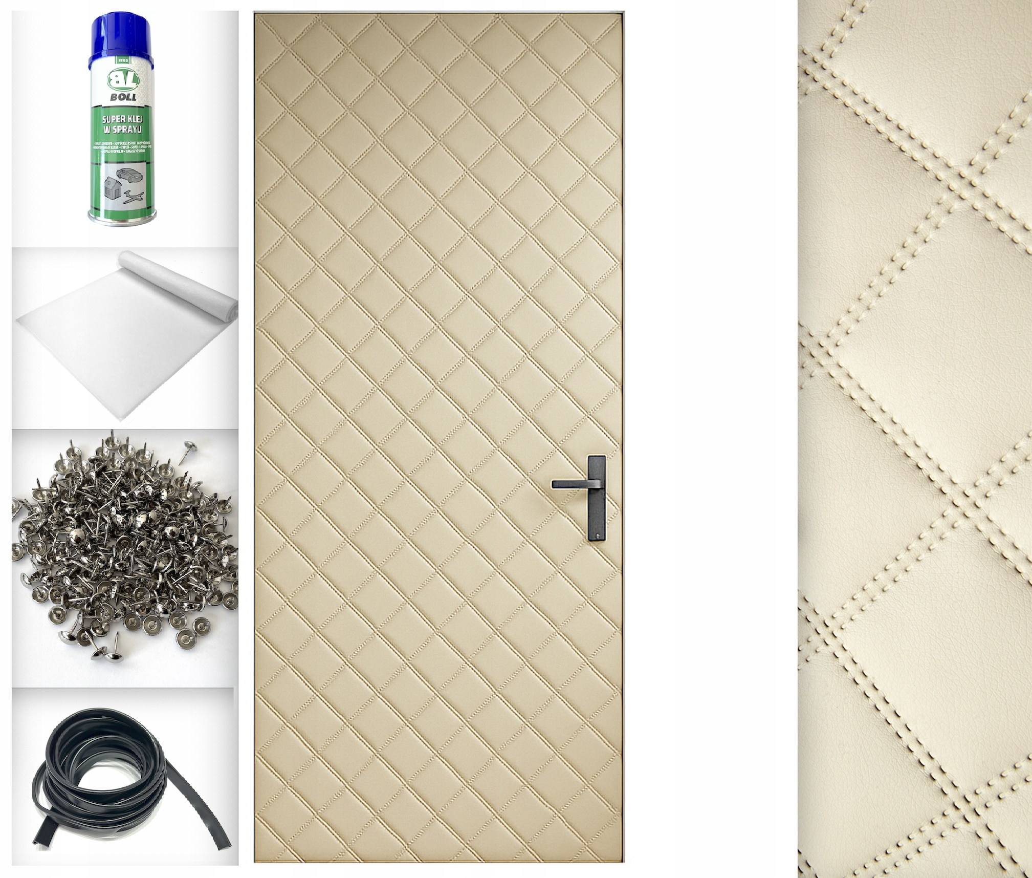 Béžová 115x215 Dveřní Čalounění Potah na dveře Prošívaný Příslušenství