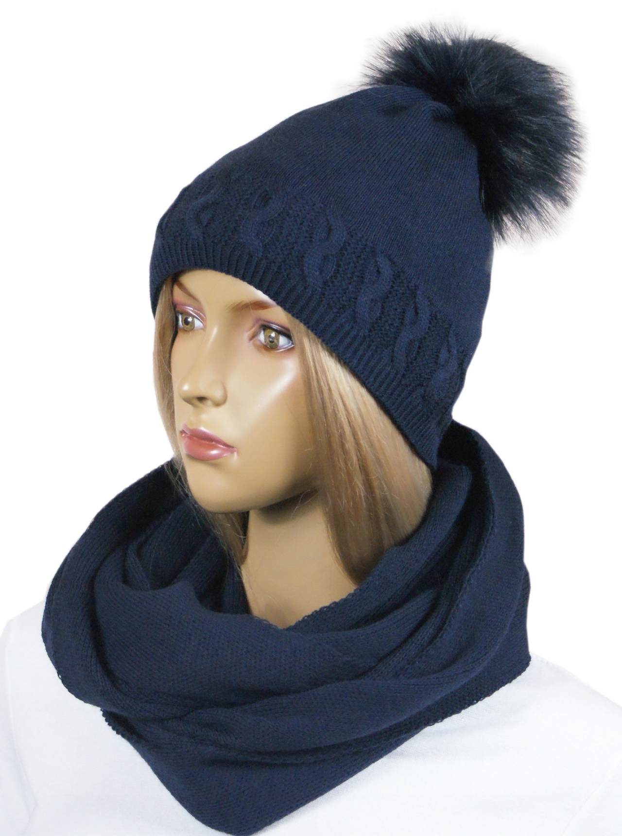

Komplet Czapka pompon Polar + Komin # 54