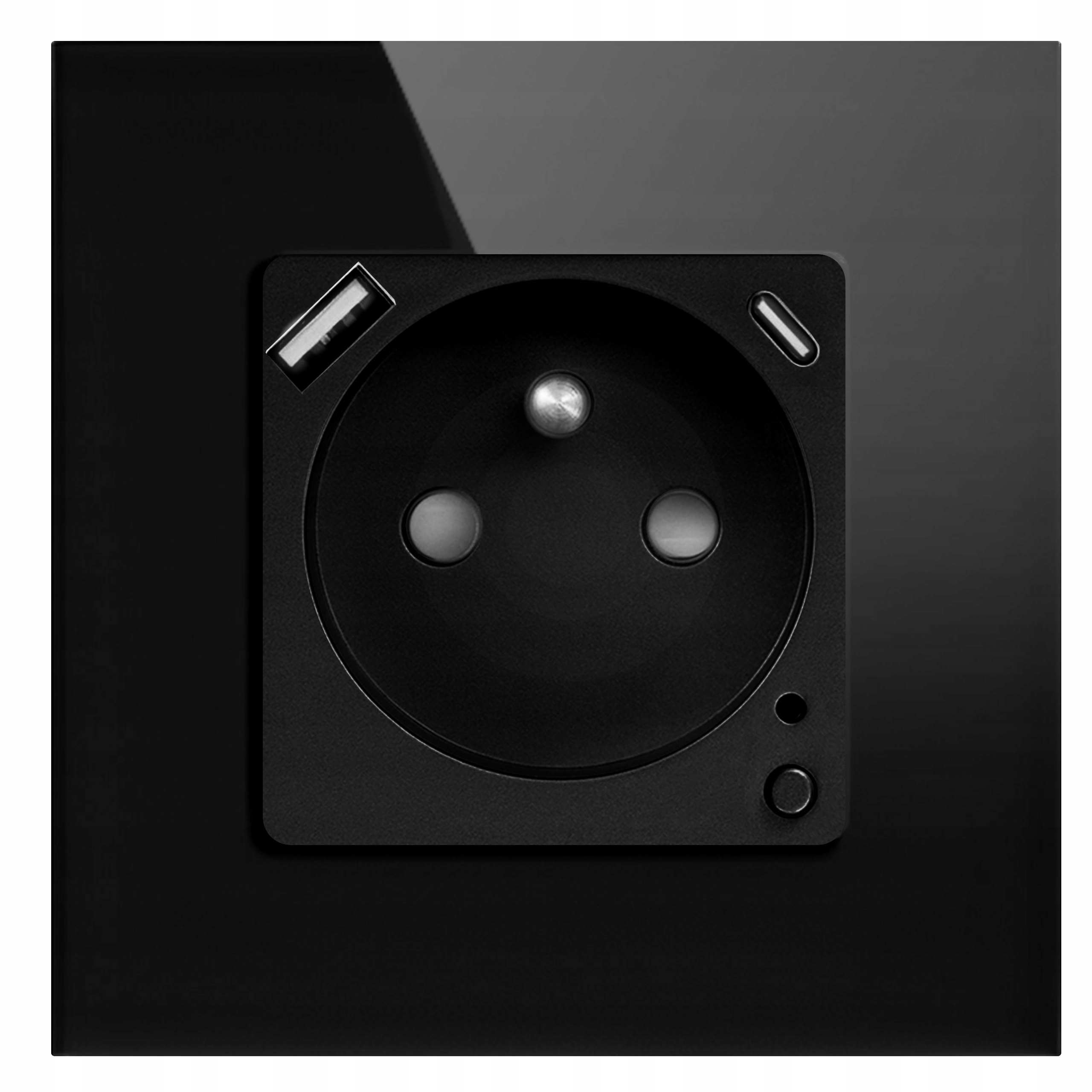 Elektrická Zásuvka Usb A+c Zigbee Skleněná Tuya Měření Energie 20W 3A Qc