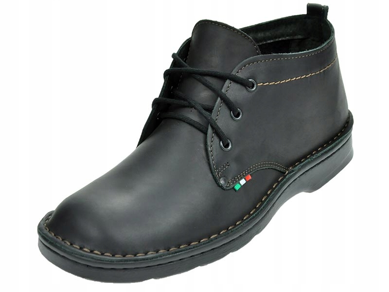 MĘSKIE POLSKIE TRZEWIKI SKÓRZANE 055 CZARNY 43 Materiał zewnętrzny skóra naturalna