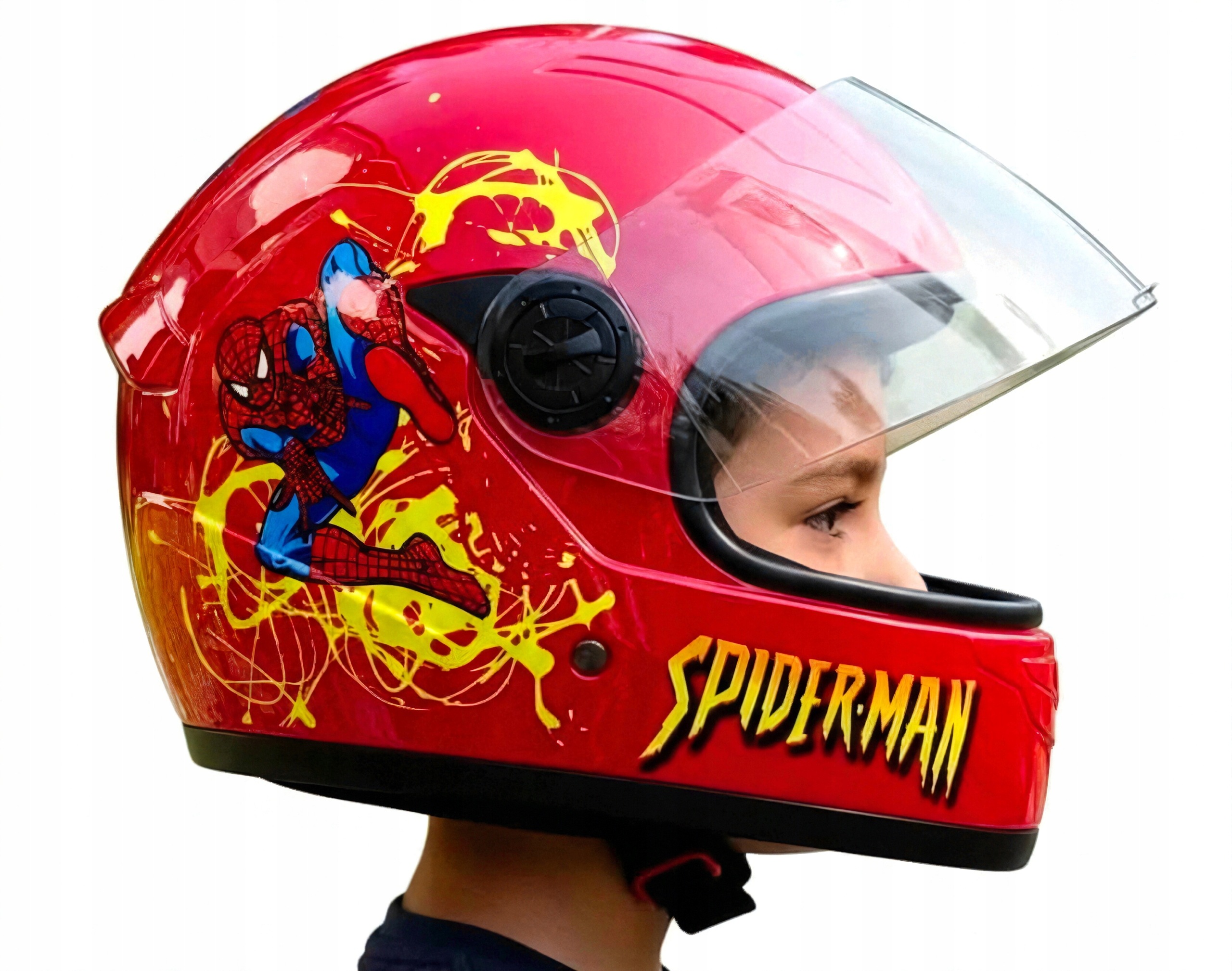 Dětská Přilba Pro Děti Spiderman Červená Motorka Helma Na Čtyřkolku 49-52 cm