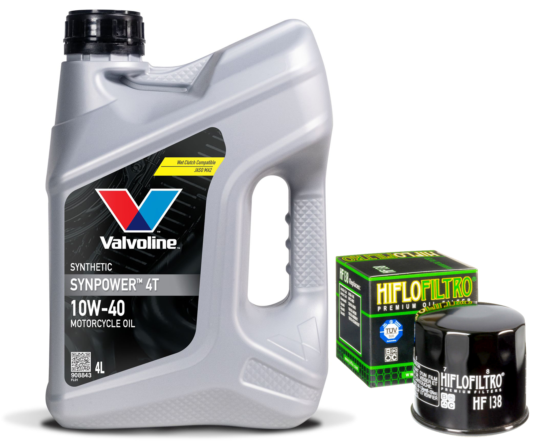 Olej Valvoline Synpower 4T 10W40 4L Motocyklowy Filtr HifloFiltro HF138