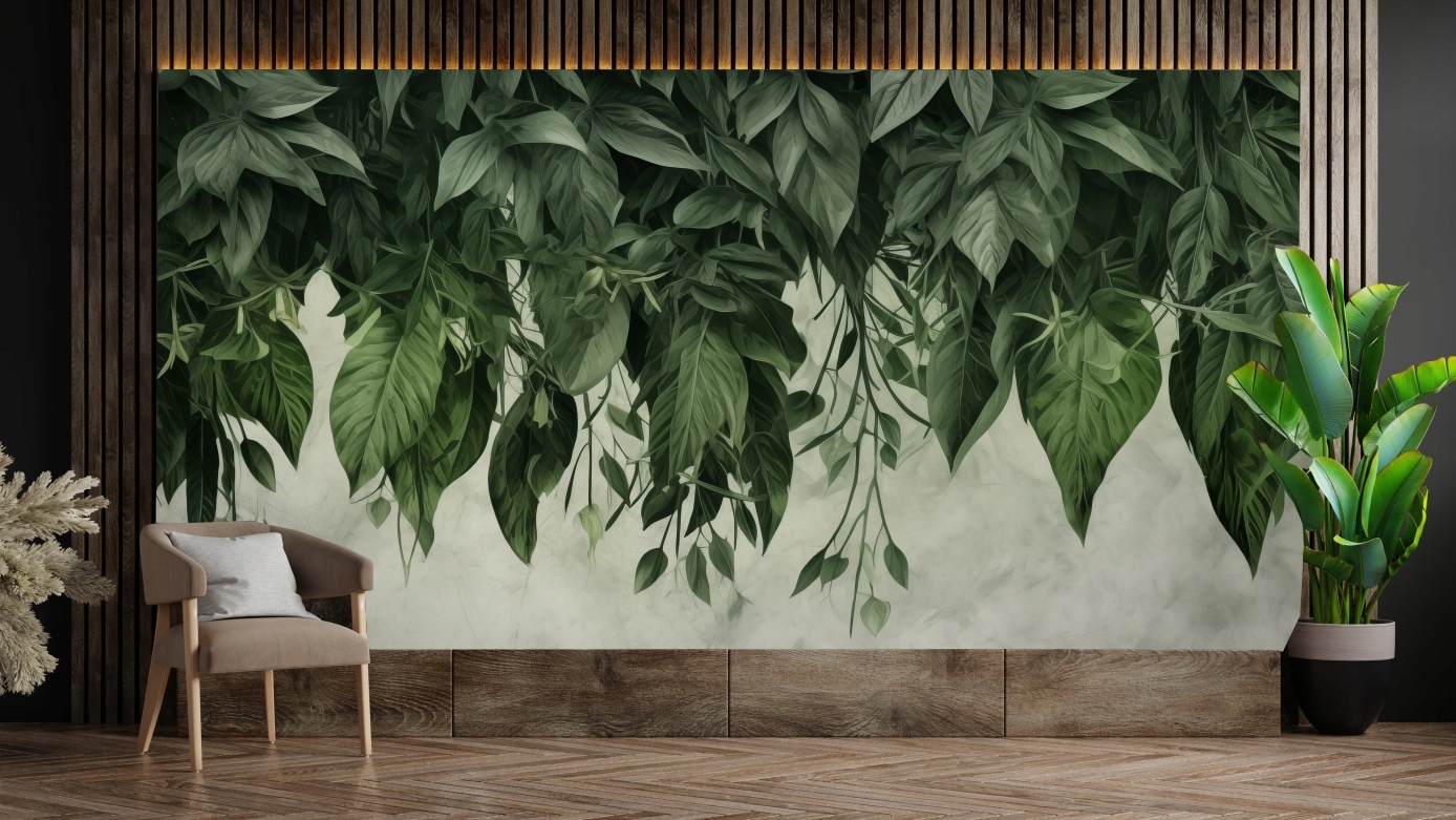 Fototapeta ścienna winylowa strukturalna 3D ZWISAJĄCE LIŚCIE NATURA Marka Decors24