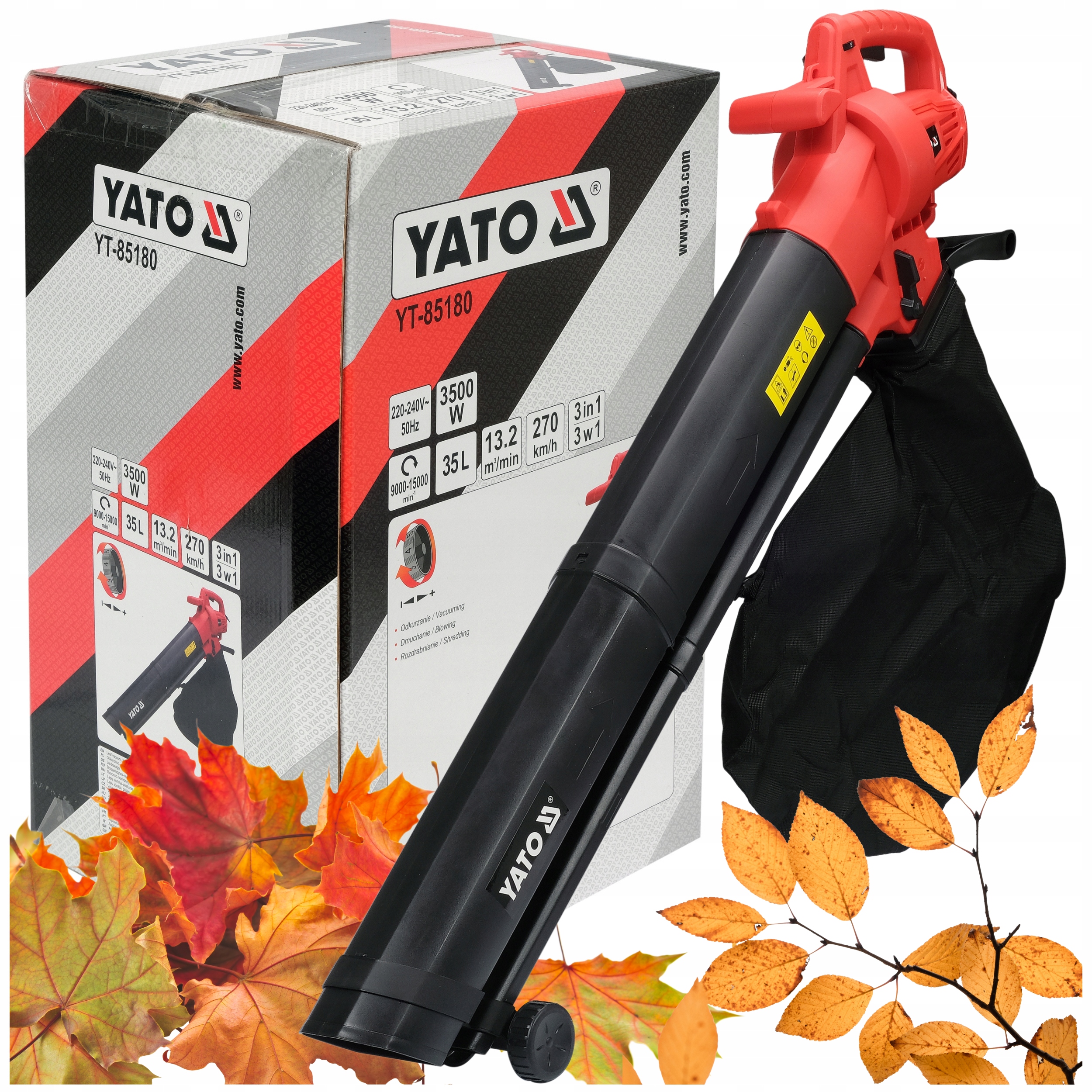 3500 W Záhradný Vysávač Na Snehové Lístie S Drvičom Yato