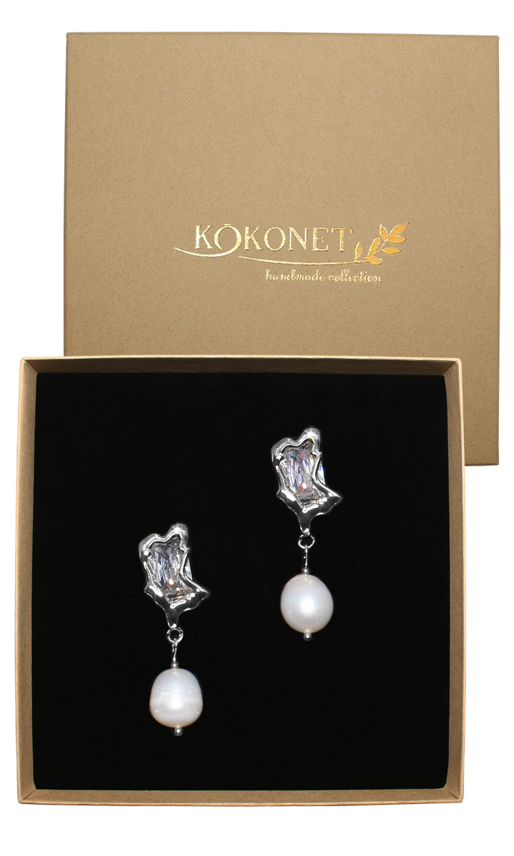 Náušnice perly zirkony Přírodní efektní Vintage glamour tyčinky visí