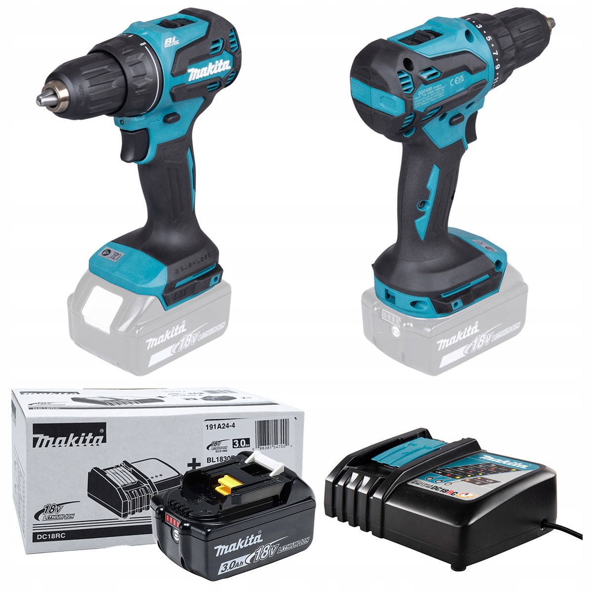 Makita Wiertarko-wkrętarka akumulatorowa 18V 65Nm DDF490Z zestaw 1x3,0Ah
