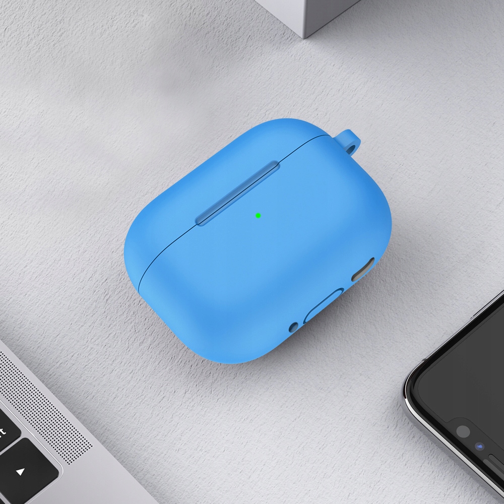 ETUI SILIKONOWE DO APPLE AIRPODS 4 COVER CASE KARABIŃCZYK - NIEBIESKI Stan opakowania oryginalne