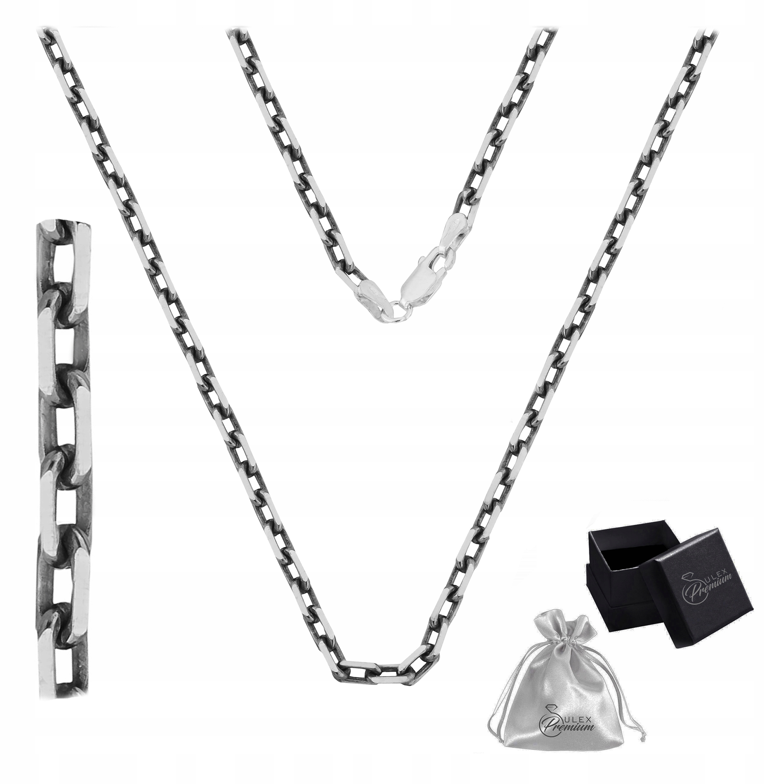 Řetěz Splétaný Ankr stříbro ryzost 925 Oxidovaný Diamantový| 50 cm x 3,5 mm