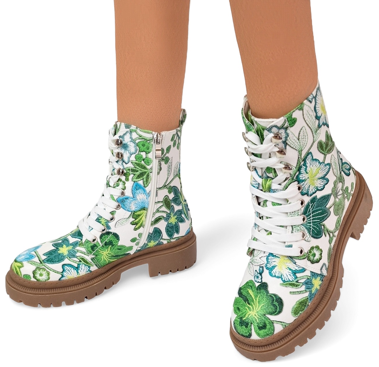 Vysoké Kotníkové Boty Neobyčejné dámské kozačky se zapínáním na zip Trepy *39*