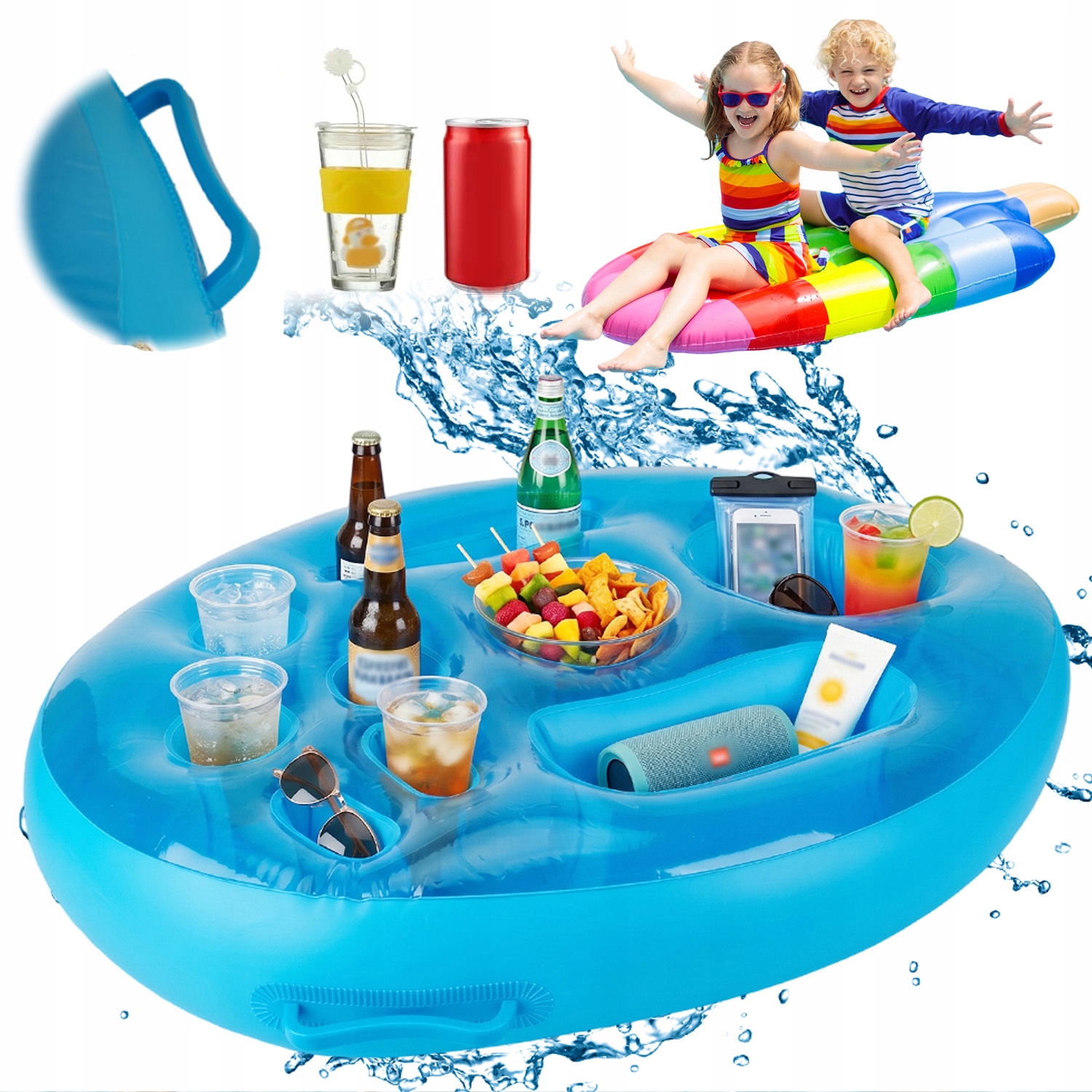 Uchwyt Na Napoje Do Basenu Dmuchana Z 8 Kieszonkami Do Basen Plaża 70X50CM