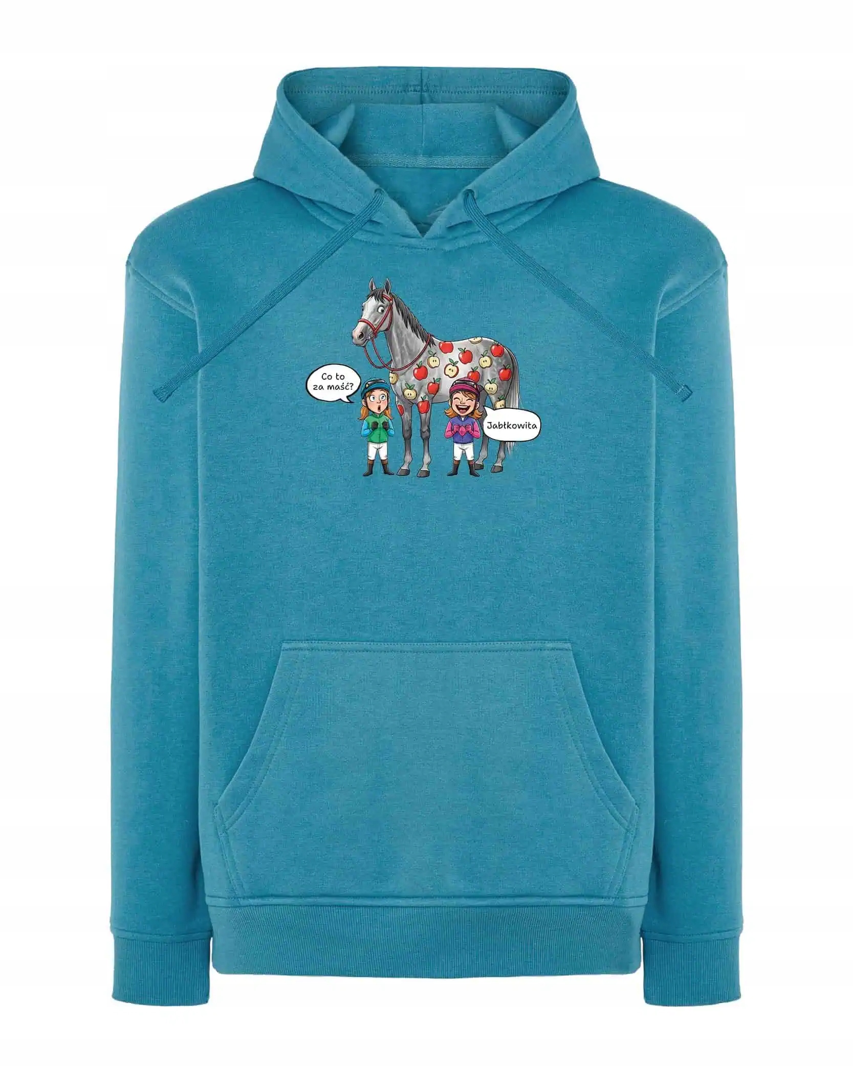 Mikina s kapucí Vtipný kůň Jablka Povlak Modrá L