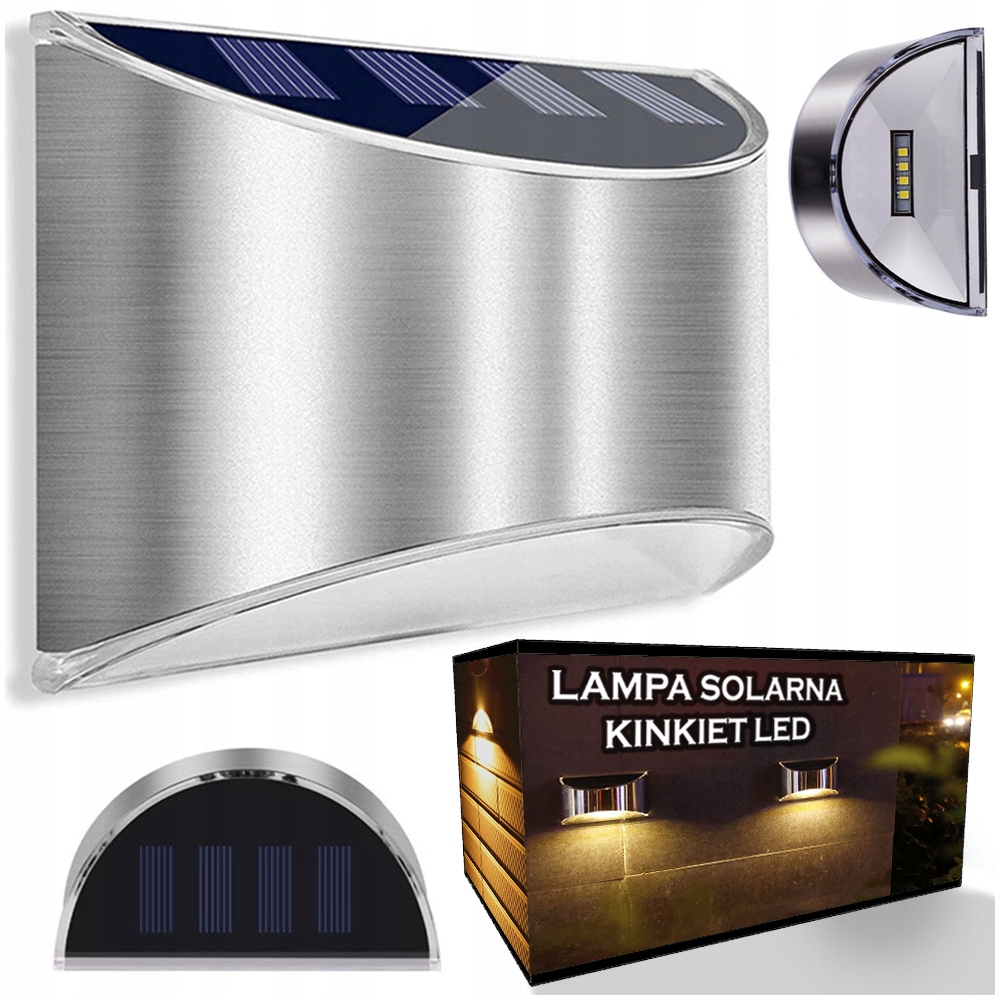 LAMPA SOLARNA LED KINKIET ZEWNĘTRZNY LAMPKA ŚCIENNA ELEWACYJNA OGRODOWA