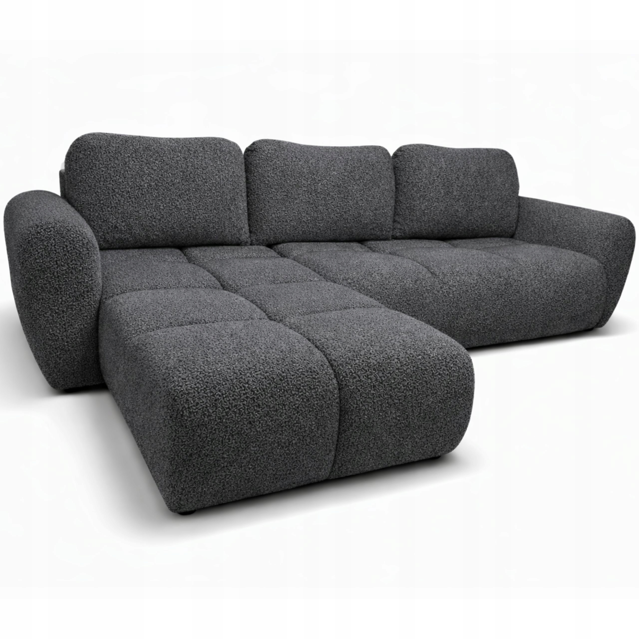 Rohová Sedací Souprava Rozkládací S Funkcí Spaní Agnello Levá Rohová Sedačka Boucle Grafit