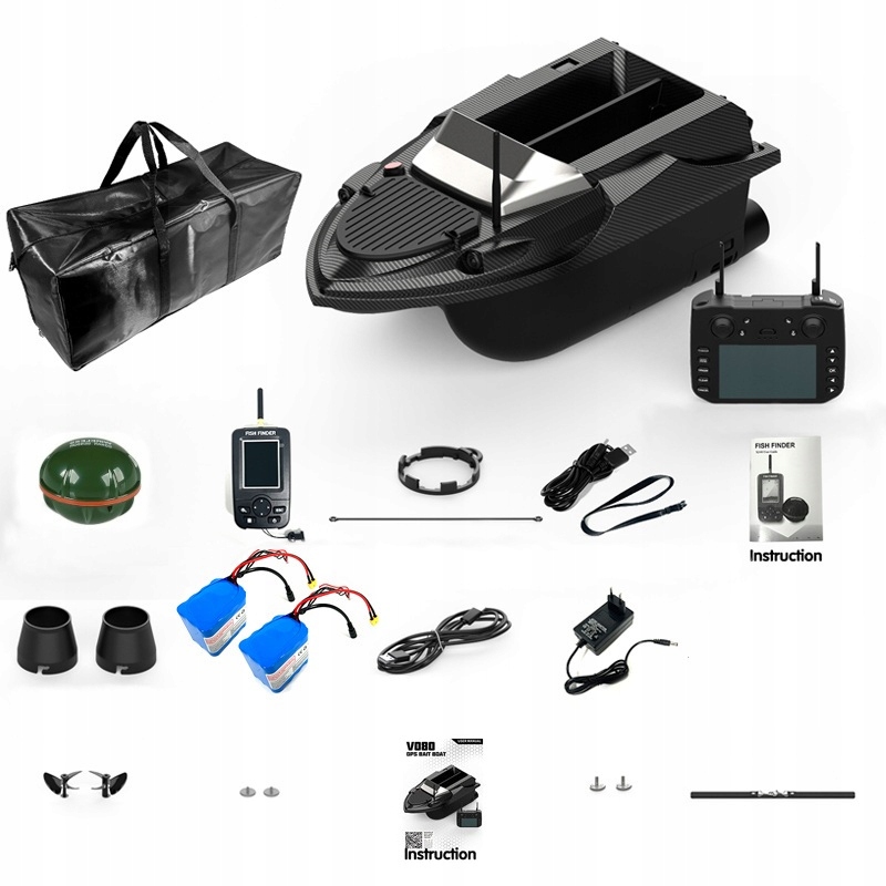 Návnadová Loď Flytec V080 Echosonda Auto Návrat Gps 2X 20AH
