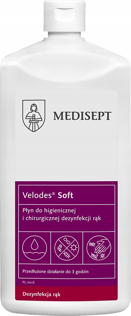 Velodes Soft płyn do dezynfekcji rąk dłoni i skóry z alkoholem 1L