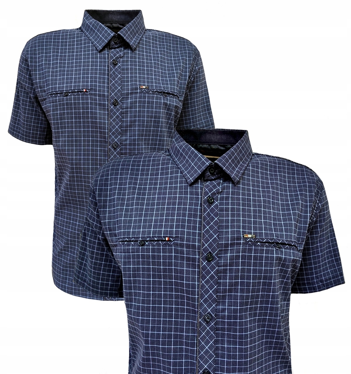 Pánská košile bavlna s kostkovaným vzorem, modrá, velikost L, Bagarda